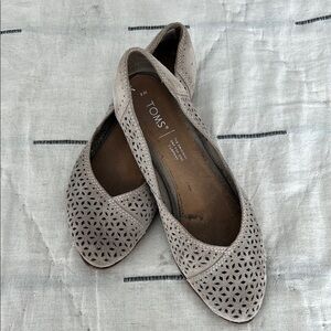 TOMS Suede Diamond Jutti Slip On Pointed Ballet Flat Desert Taupe Women's 8
